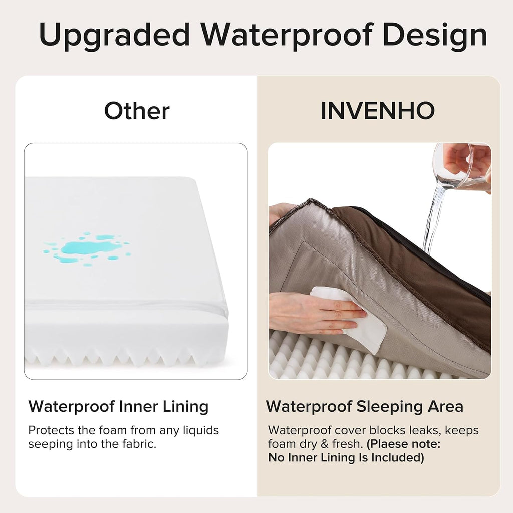 INVENHO Jumbo Orthopedic Dog Bed for Extra Large Dogs, Waterproof, Egg-Crate Foam Dog Couch Bed with Washable Removable Cover, Waterproof Lining and Nonskid Bottom