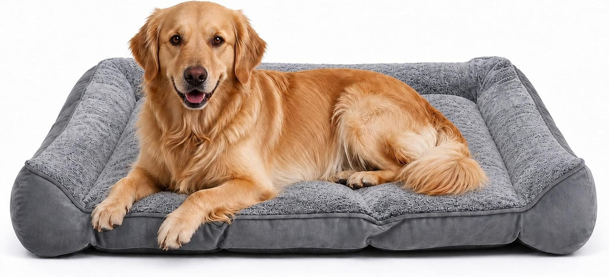 Orthopedic Dog Beds Large Sized Dog, Washable Dog Bed, 48" L, Grey