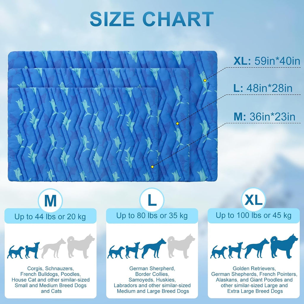 BEAUTYZOO Cooling Mat for Medium Dogs, 36x23in Reversible Pad, Self-Cooling