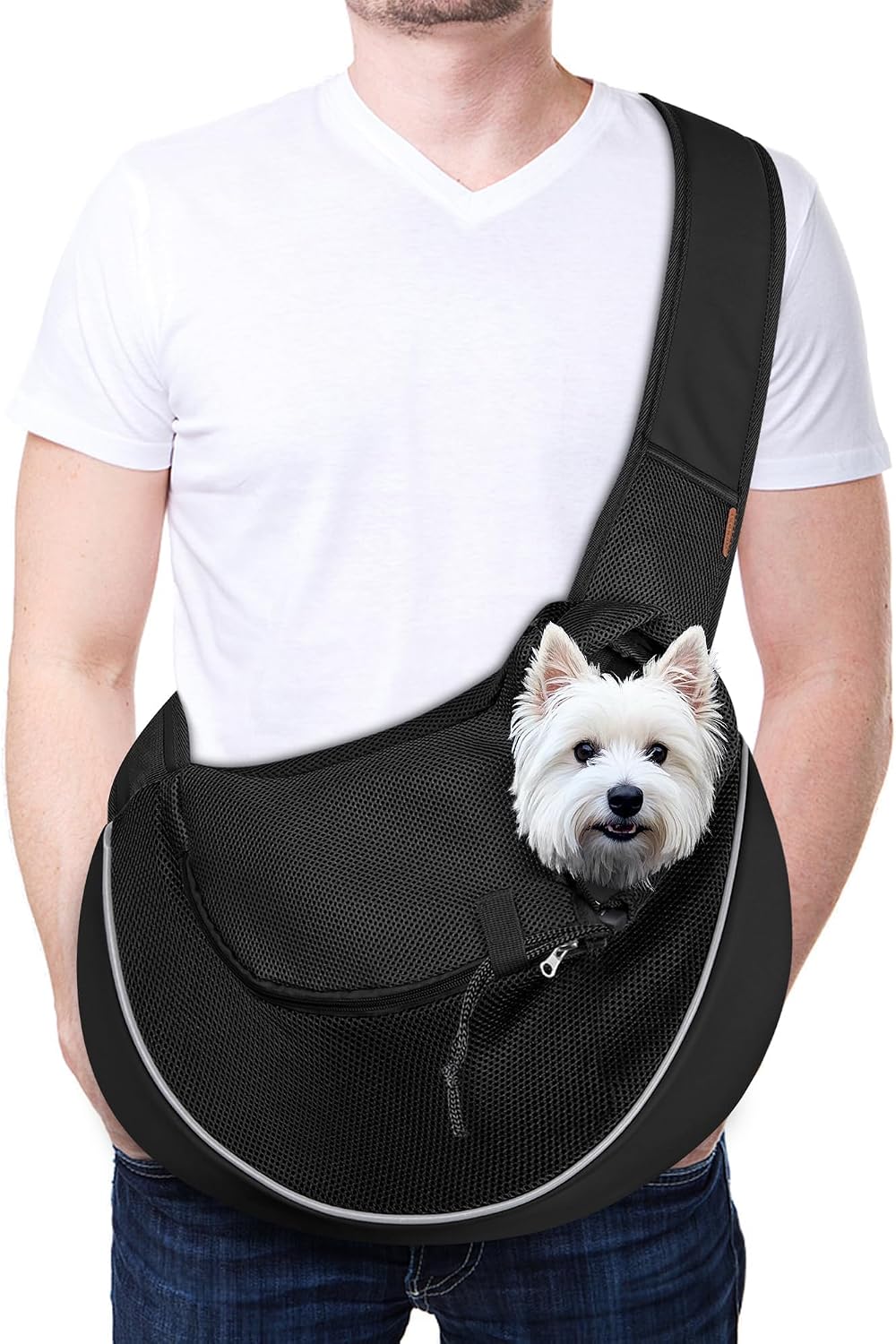 YUDODO Pet Sling Carrier for 10-15 lbs Small Dogs Puppy Crossbody Carrier