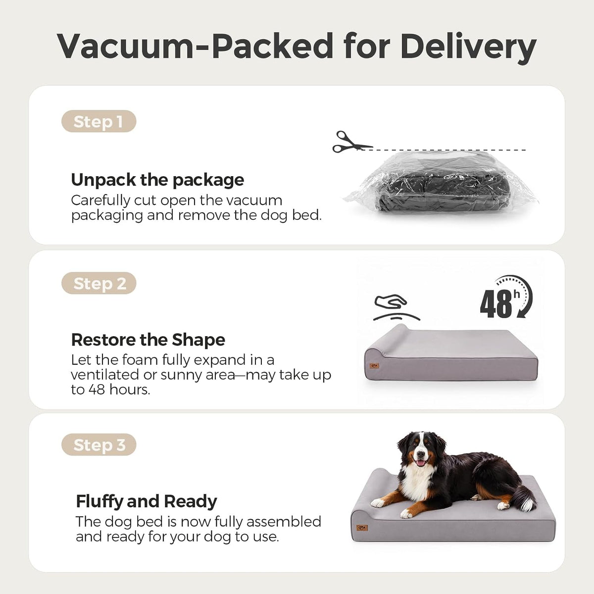 Sytopia XXL 35D Memory Foam Dog Bed for Extra Large Dogs – 7" Thick Orthopedic Pet Couch for Seniors and Big Breeds up to 150 Pounds, with Waterproof Liner & Washable Cover, Nonskid Bottom, Grey
