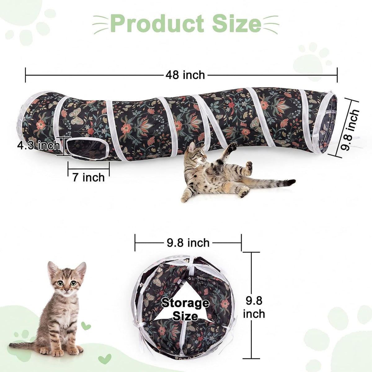 Glittme S-Shape Cat Tunnel, Foldable Cat Tunnels for Indoor Cats