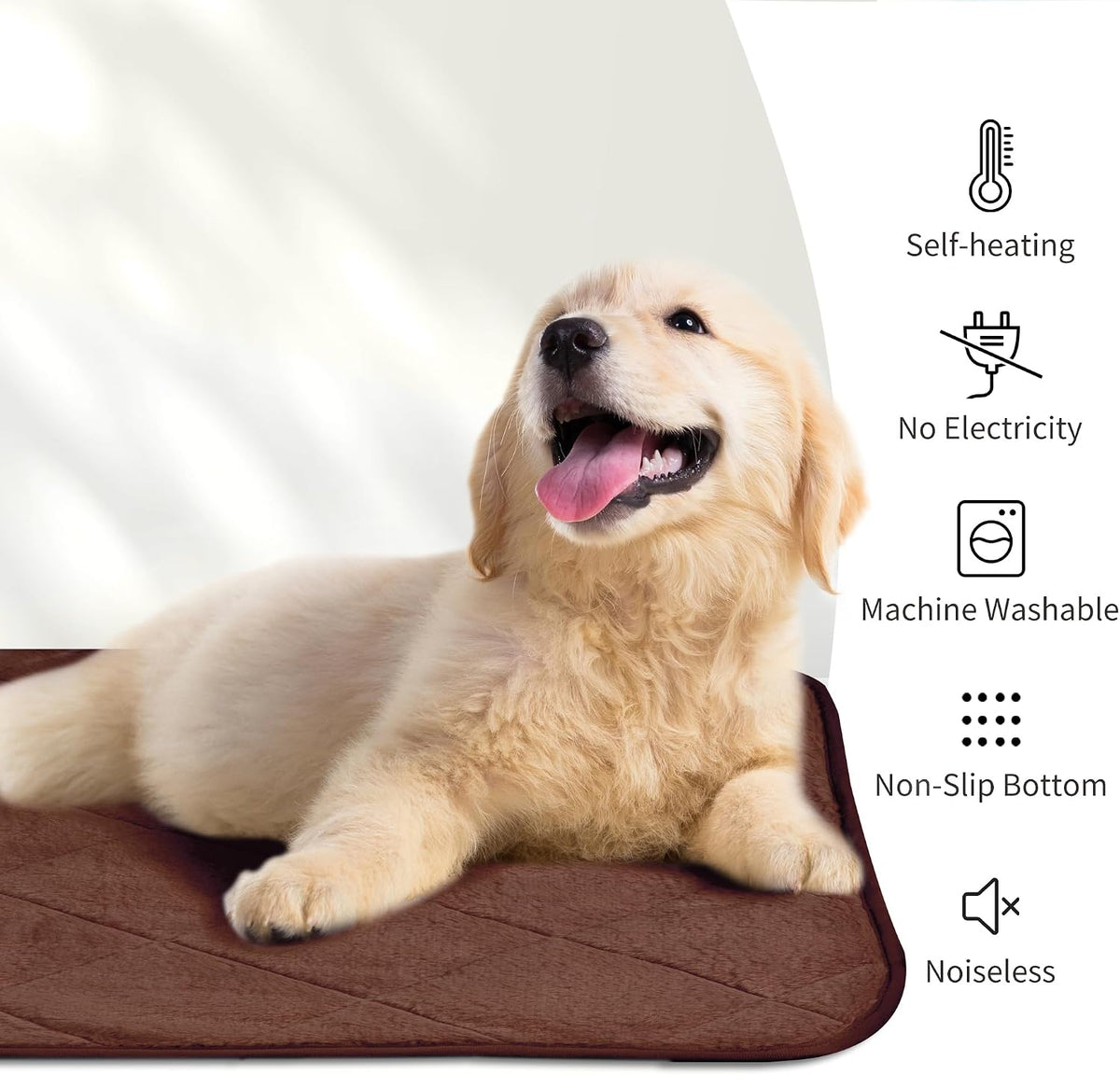 NWK Self Warming Thermal Pet Mat for Dogs and Cats (Coffee Brown, Large)