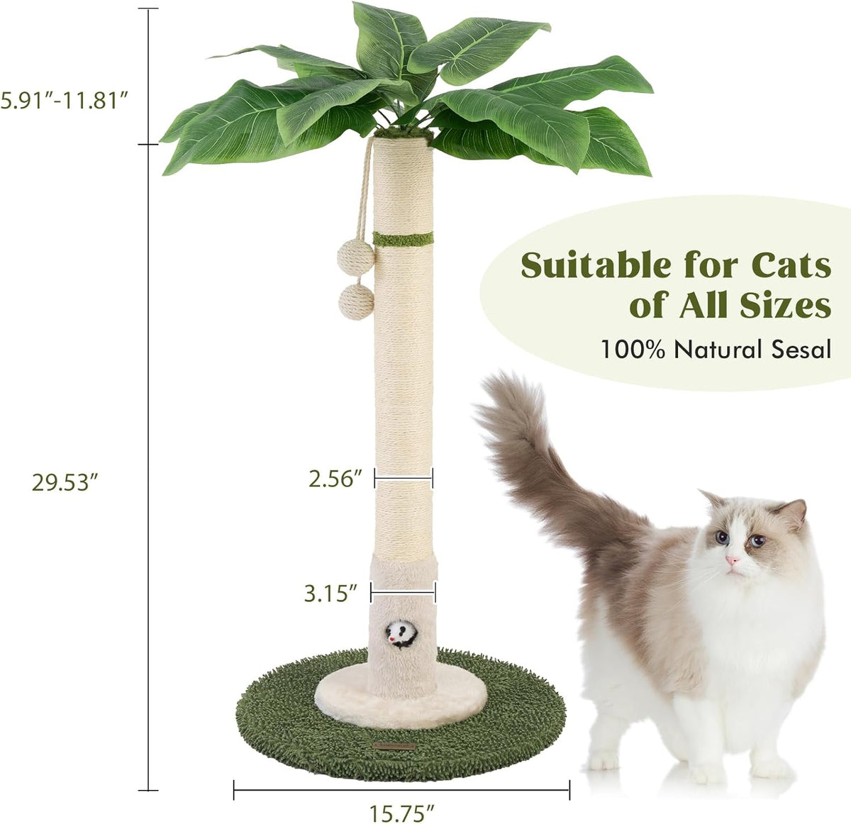 Woochpet Cat Scratching Post for Indoor Cats,36" Tall Cat Scratcher （White）