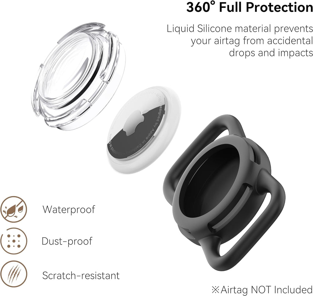 Waterproof AirTag Holder for Dog Collar, Soft Slide-On Dog AirTag Holder