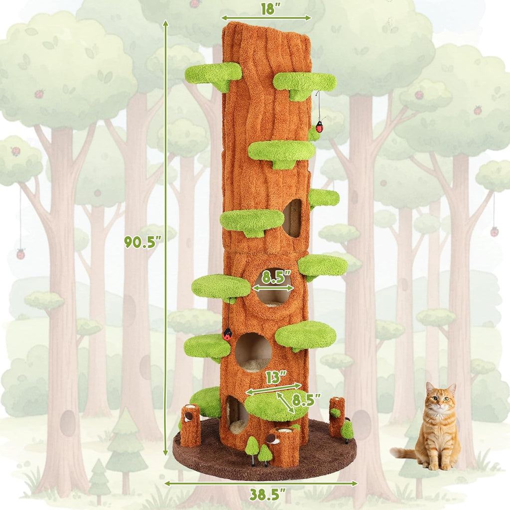 NUNU LAB Large Cat Tree for Indoor Cats – Multi-Level Solid Wood