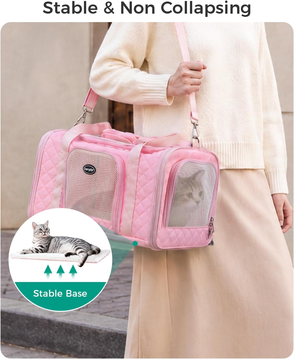 Cat Carrier Airline Approved, Soft Pet Carrier, 17x11x9.5 in, Pink