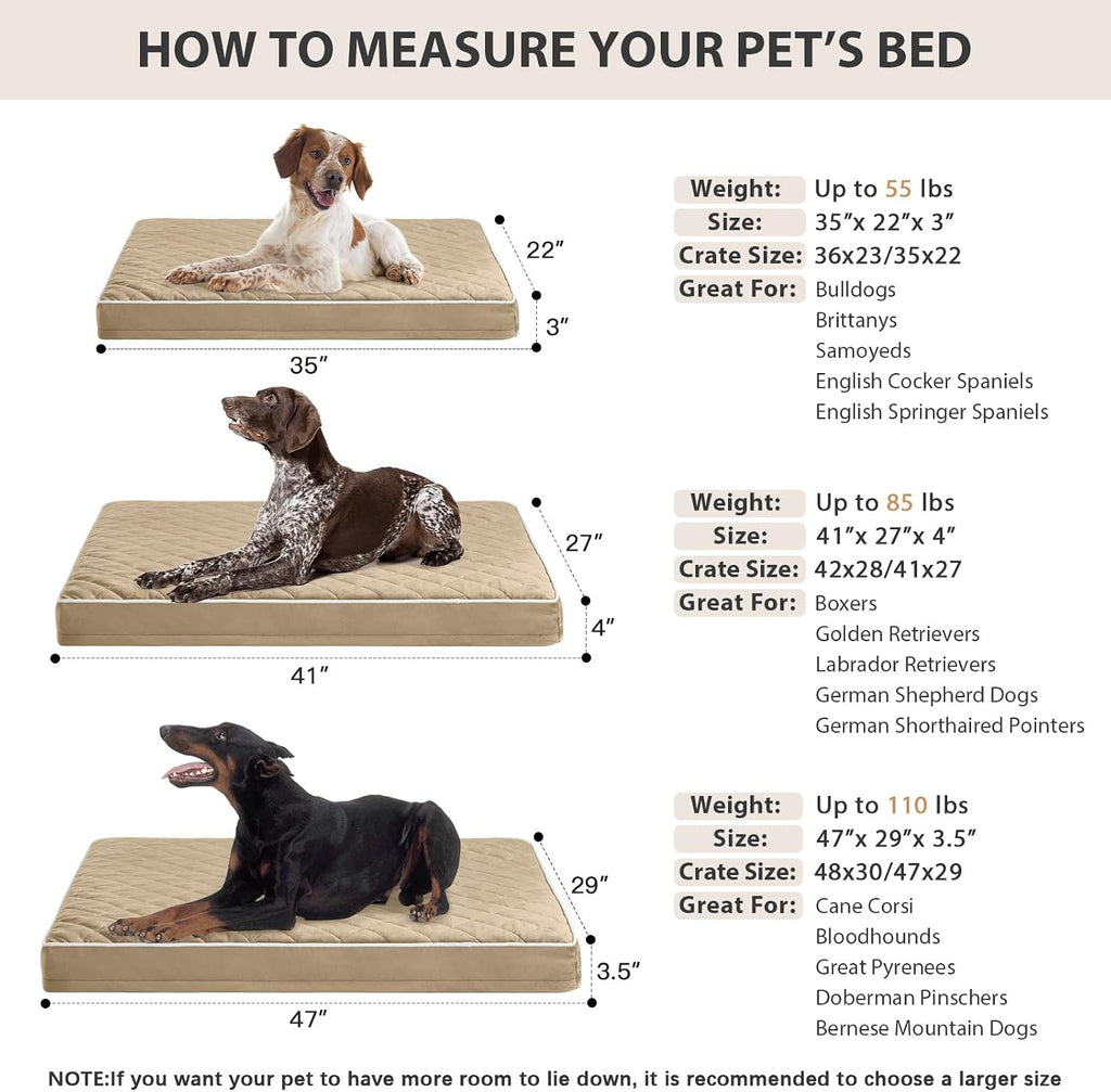 WNPETHOME Orthopedic Waterproof XL Dog Bed for Crate Cozy Sleep