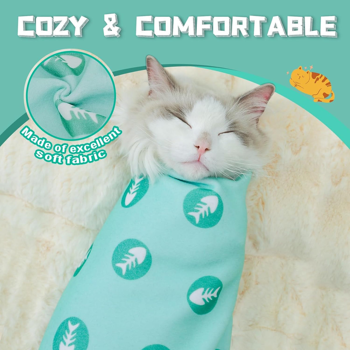 Supet Cat Grooming Wrap for Nail Trimming, Self-Adherent Calm Cat Swaddle