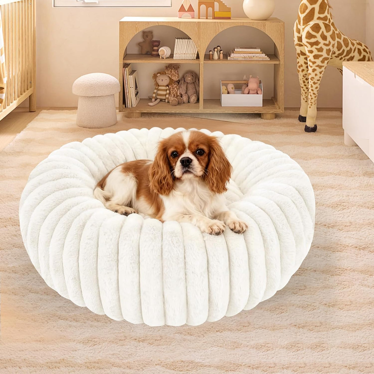 Washable Extra Large Dog Bed,Puppy Kitten Beds for Small Dogs(White,XXL)