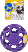 JW Pet HOL-ee Roller, Natural Rubber, Medium 4.5in, Colors May Vary | Puzzle Ball Design Dog Toy for Interactive Play and Chasing Fun
