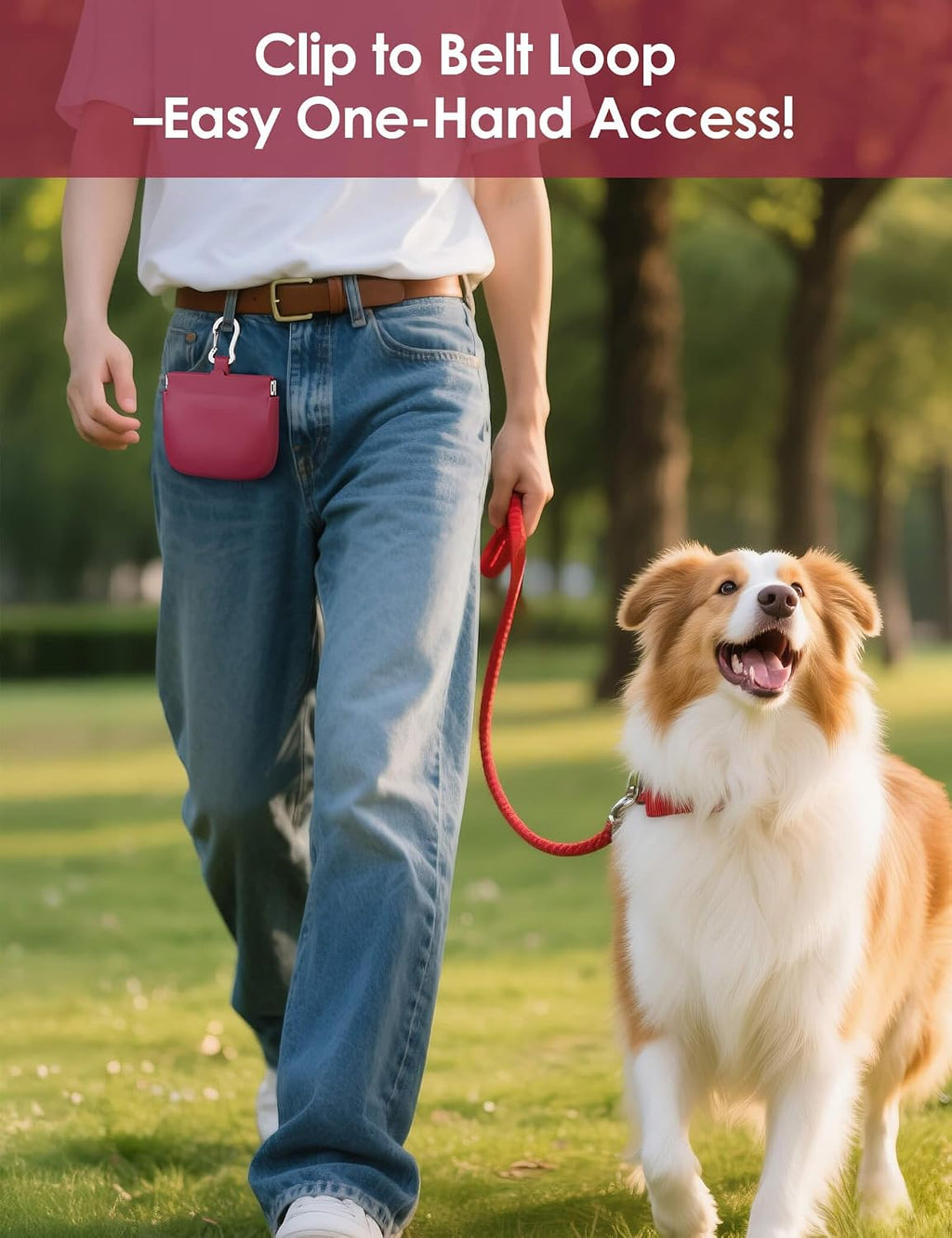 1 Cup Silicone Dog Training Treat Pouch (Red)