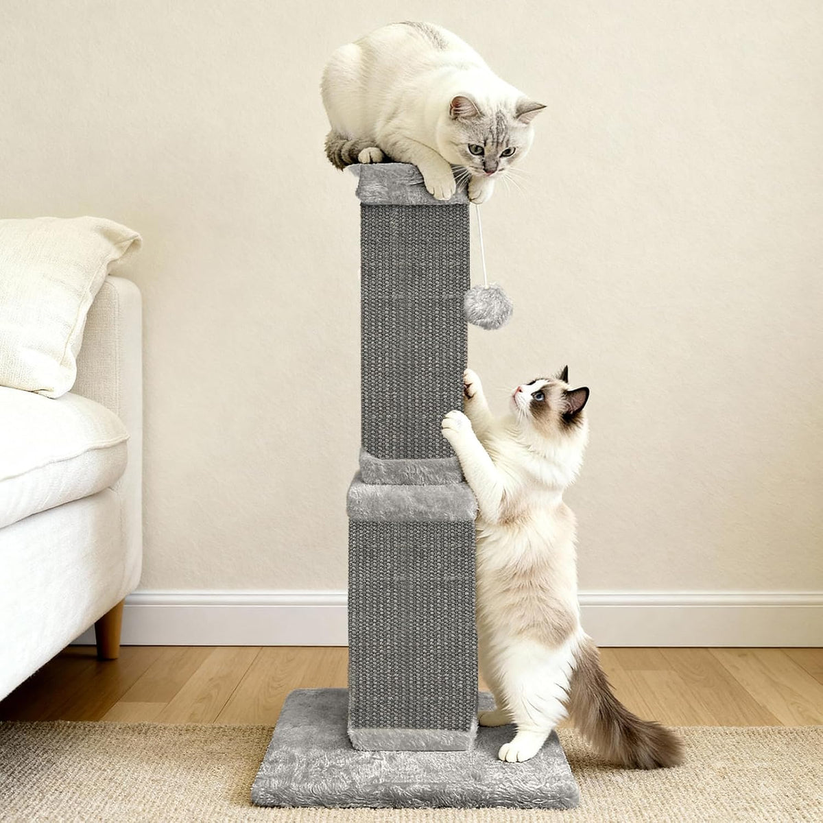 Cat Scratching Post for Indoor Cats, 32Inch Sisal Cat Scratcher