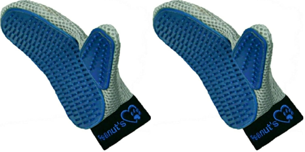 Mr. Peanut’s Pet Grooming Glove – Deshedding Hair Removal Mitt with Gentle Silicone Tips, Adjustable Wrist Strap & Breathable Mesh; Perfect for Dogs, Cats, Rabbits & Small Pets (Pack of 2)