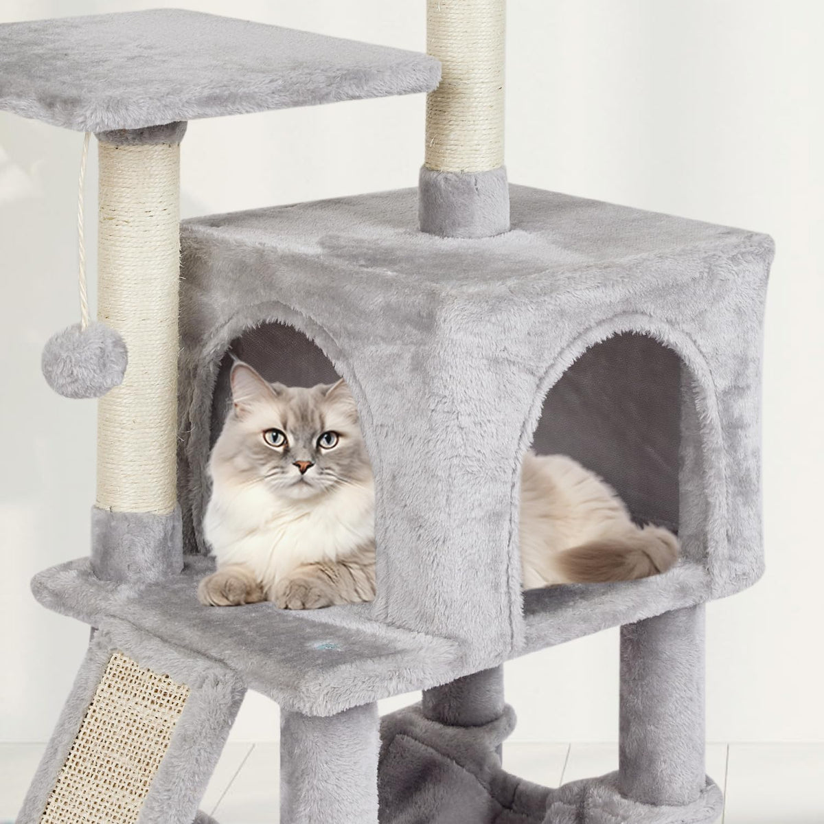 Cut Cat Tree Cat Tower Condo with Hammock Kittens Scratching Post Grey