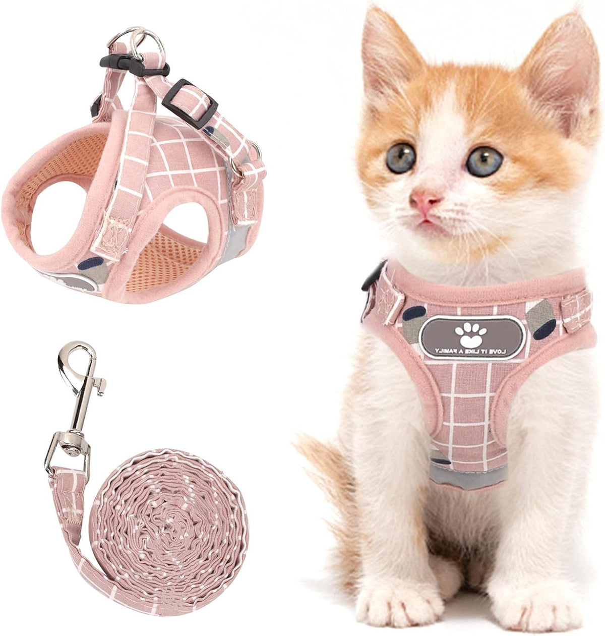 Cat Vest Harness and Leash Set, Escape Proof Kitten Harness Pink