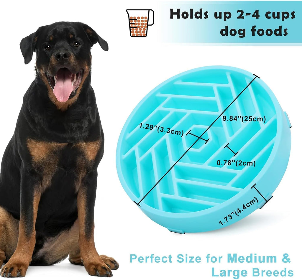 TOBYTO Slow Feeder Dog Bowls Large Medium Breed,Anti-Choking Slow Eating Dog Food Bowl,Non Slip Pet Slower Food Feeding Bowls Large Puzzle Slow Feeder Bloat Stop Maze Dog Dishes,Blue