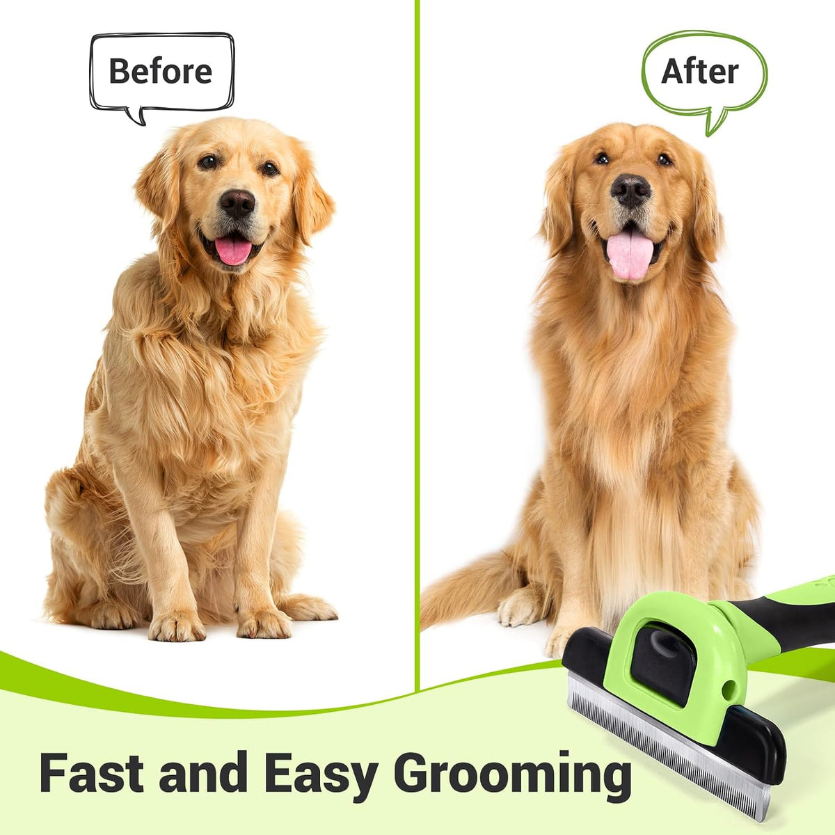 MIU COLOR Pet Grooming Brush, Deshedding Tool for Dogs & Cats, Apple Green | Effectively Reduces Shedding by up to 95%,Safe and Comfortable for Short Medium and Long Pet Hair