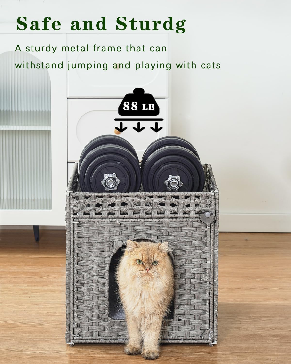 SETVSON Cat Houses for Indoor Cats Extra Large Double Cat Cave, Gray
