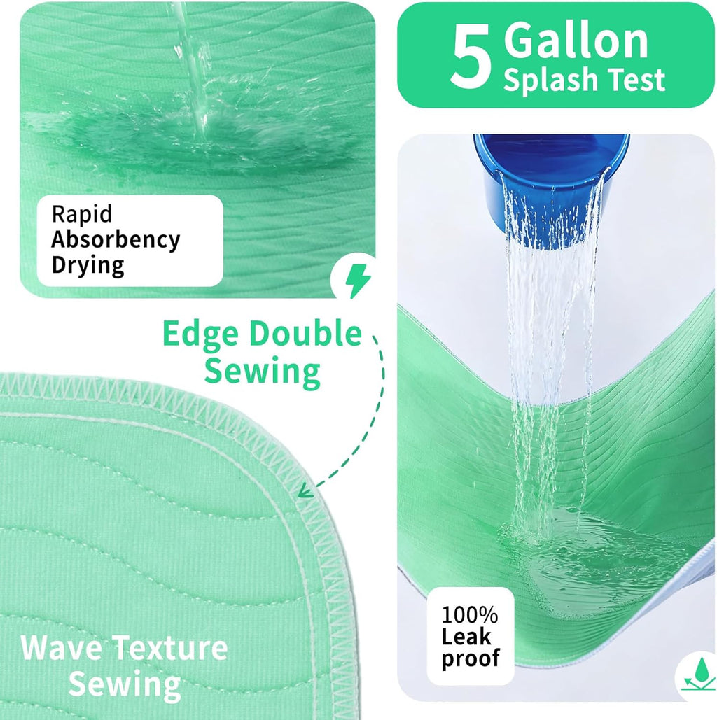 Accompagner Incontinence Bed Pads Washable Waterproof, Ultra-Absorbent Reusable Underpads for Diaper Changing, Nursing, Bedridden, Adults, Seniors, Kids and Dogs (Green, 36"x54"(Pack of 4))