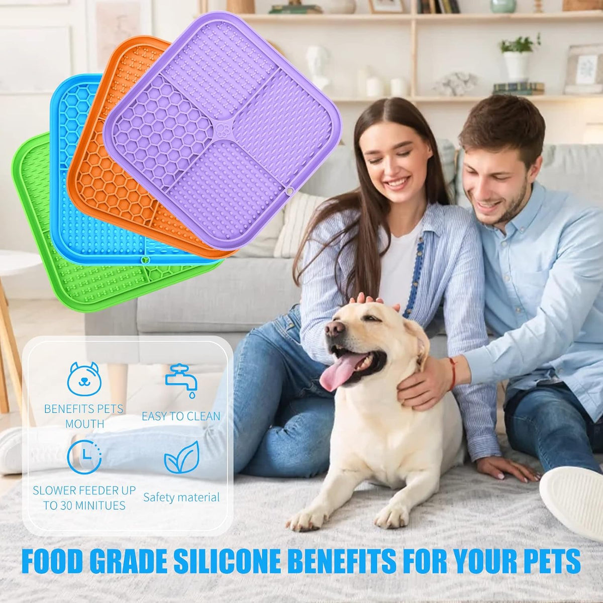 Honomastry Lick Mat for Dogs, Premium Lick Pad with Suction Cups for Dog Anxiety Relief, Slow Feeder Dog Bowls, Bathing, Grooming and Training.