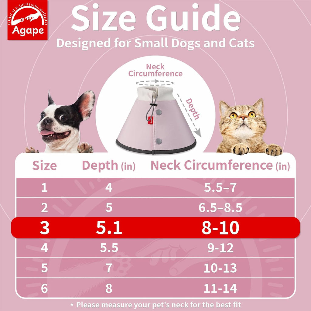 Agape Soft Dog Cone for Small Dogs & Cats, Recovery Collar to Stop Licking