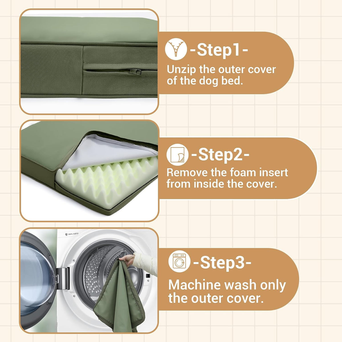 XXL Dog Bed Waterproof Washable, Wipeable Leather Large Crate Pad 48" Green