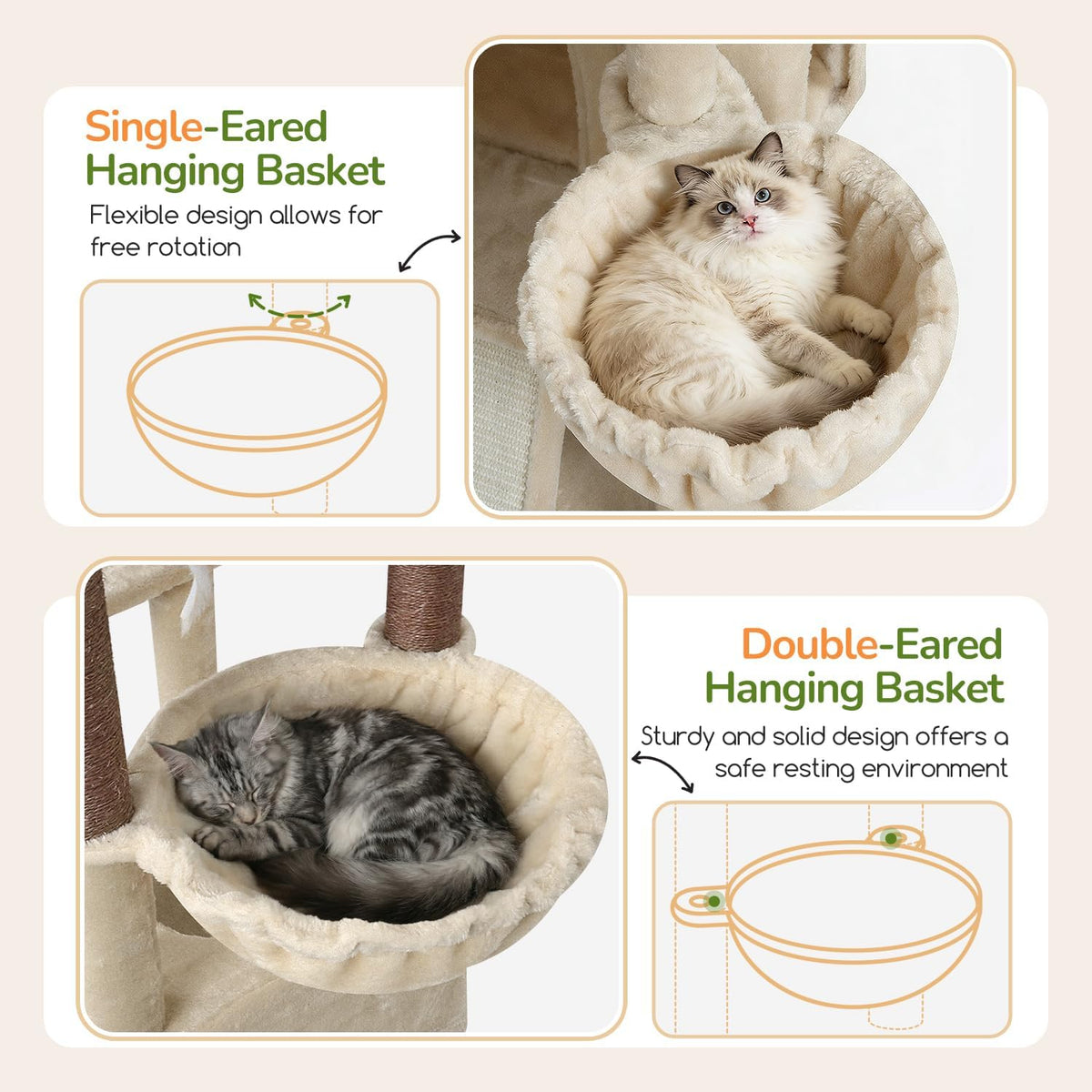 Globlazer Extra Large Cat Tree for Indoor Multiple Cats, S78G, Beige