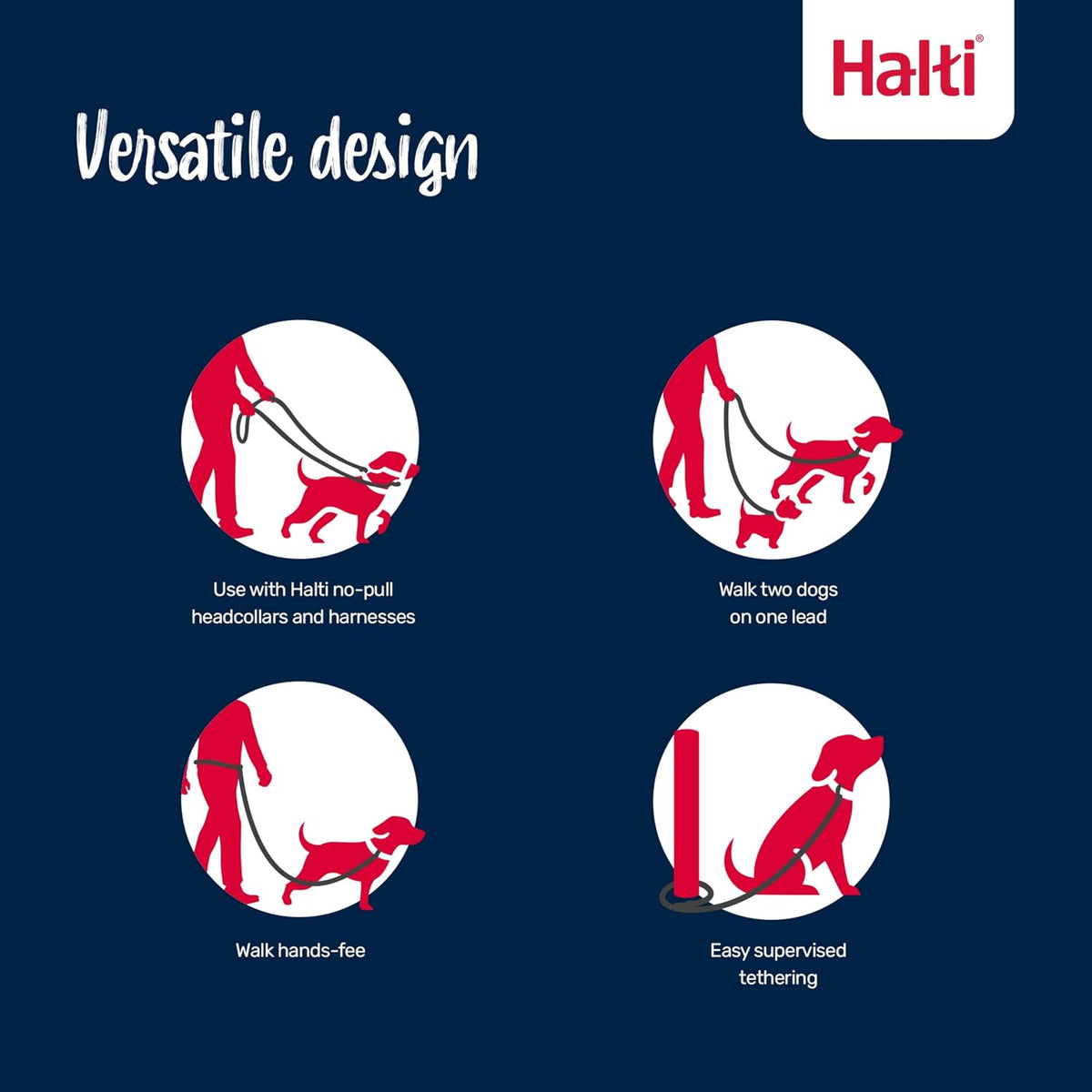 Halti Training Dog Leash | Size S, Red | 2m Length