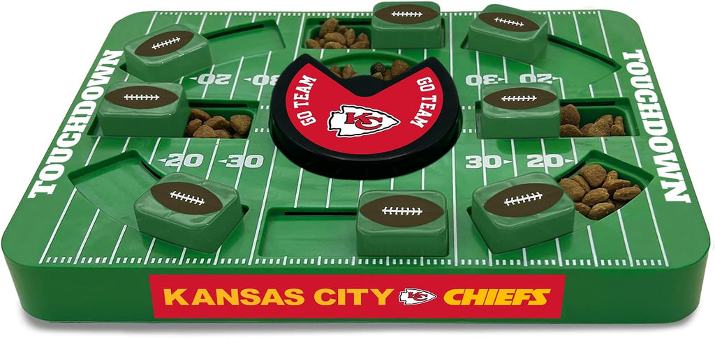 Pets First NFL Kansas City Chiefs Large Puzzle Toy for Dogs, Slow Feeder Board for Pets, New Bigger Size, Interactive Doggie Treat Toy