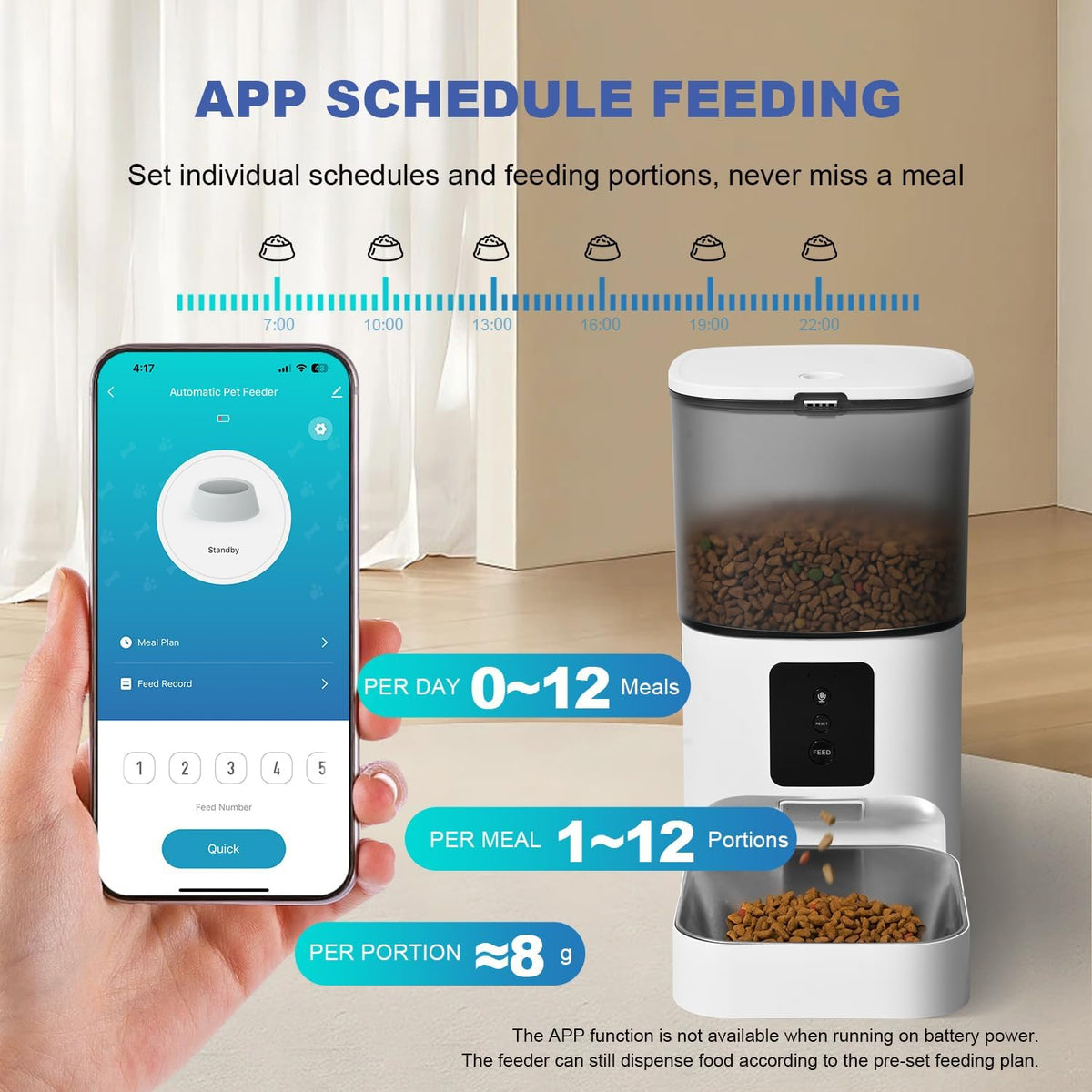 ANDOLL HOME Automatic Cat Feeder,4L Timed Cat＆Dog Dry Food Dispenser