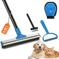 4-in-1 Pet Hair Removal Tool Set - Dual-Head Carpet Rake & Floor Scraper