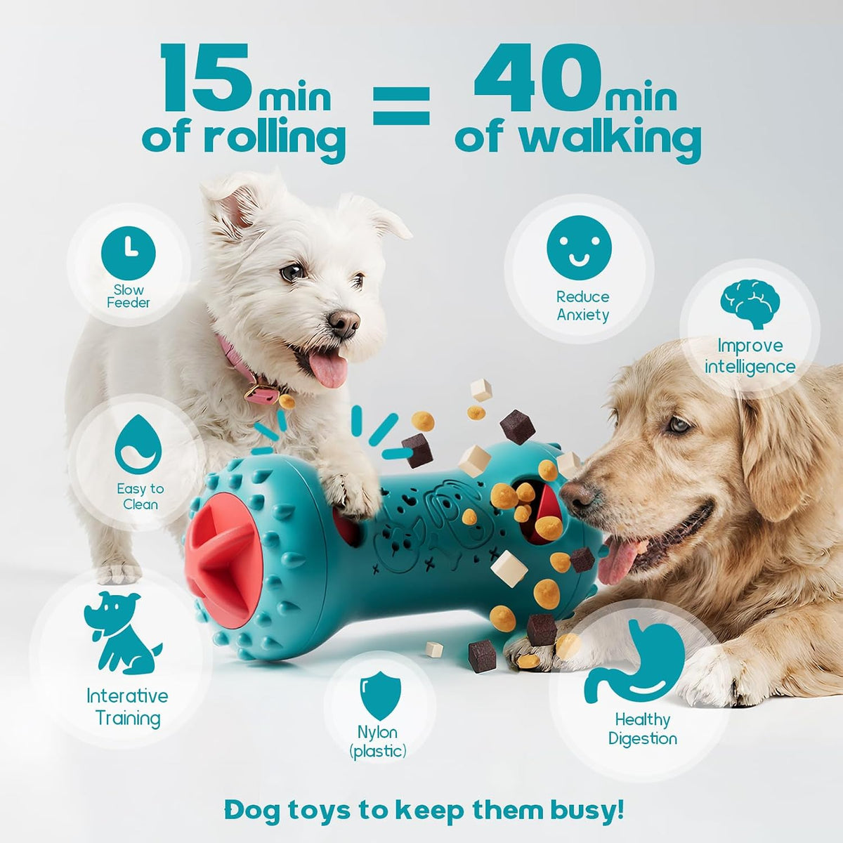 Interactive Dog Toys,Adjustable Treat Dispensing Toy to Keep Them Busy | Dog Enrichment for Brain Stimulation & Cognitive for Puppy Puzzle to Reduce Boredom-Ideal Gift for All Dogs(Rigid Nylon)