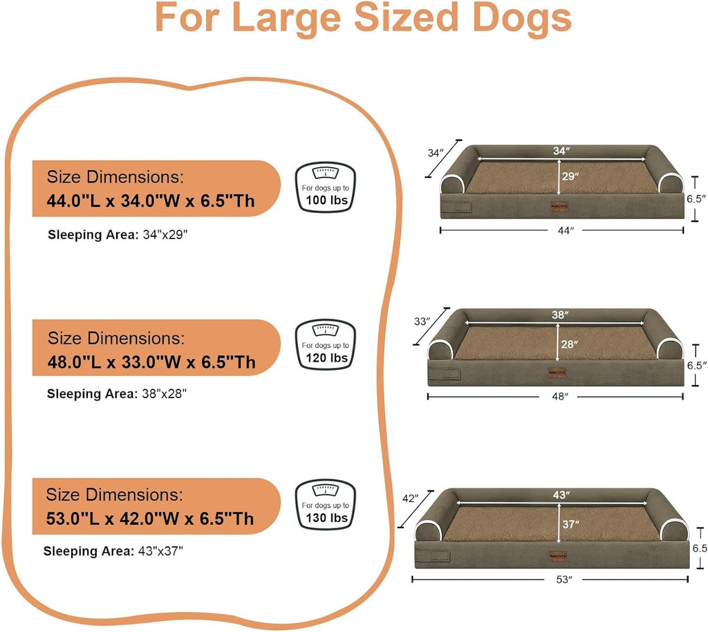 NANUYA Orthopedic Dog Bed for XX-Large Dogs, 44 x 34 Inch, Brown