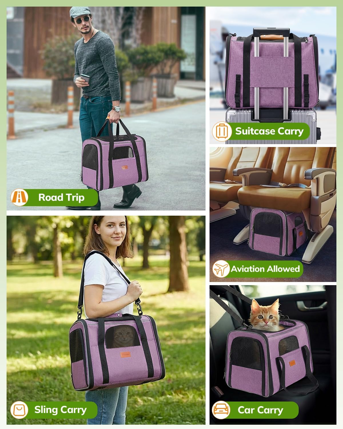 Morpilot Cat Carrier Soft for Large Medium Cats and Puppy up to 20lbs
