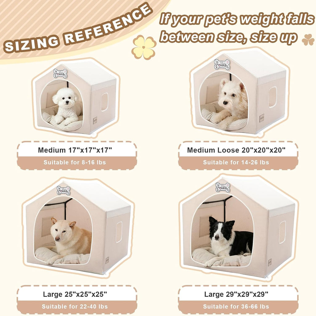 ndoor Dog House with Frame, Cute Dog Tent Bed with Cover Cave