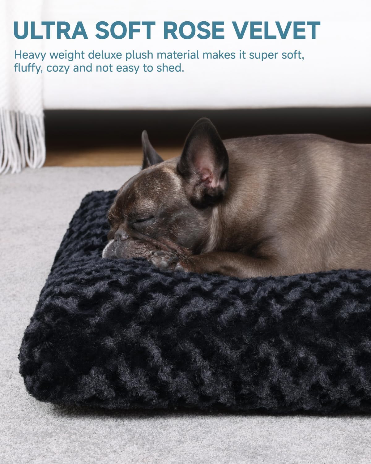 KSIIA Washable Dog Bed Medium Size Dog Crate Bed Pet Mat 29"x21" Black