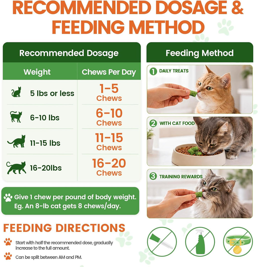 Carmelie Cat Grass Treats Chews, Hairball Treatment for Cats, 500 Count