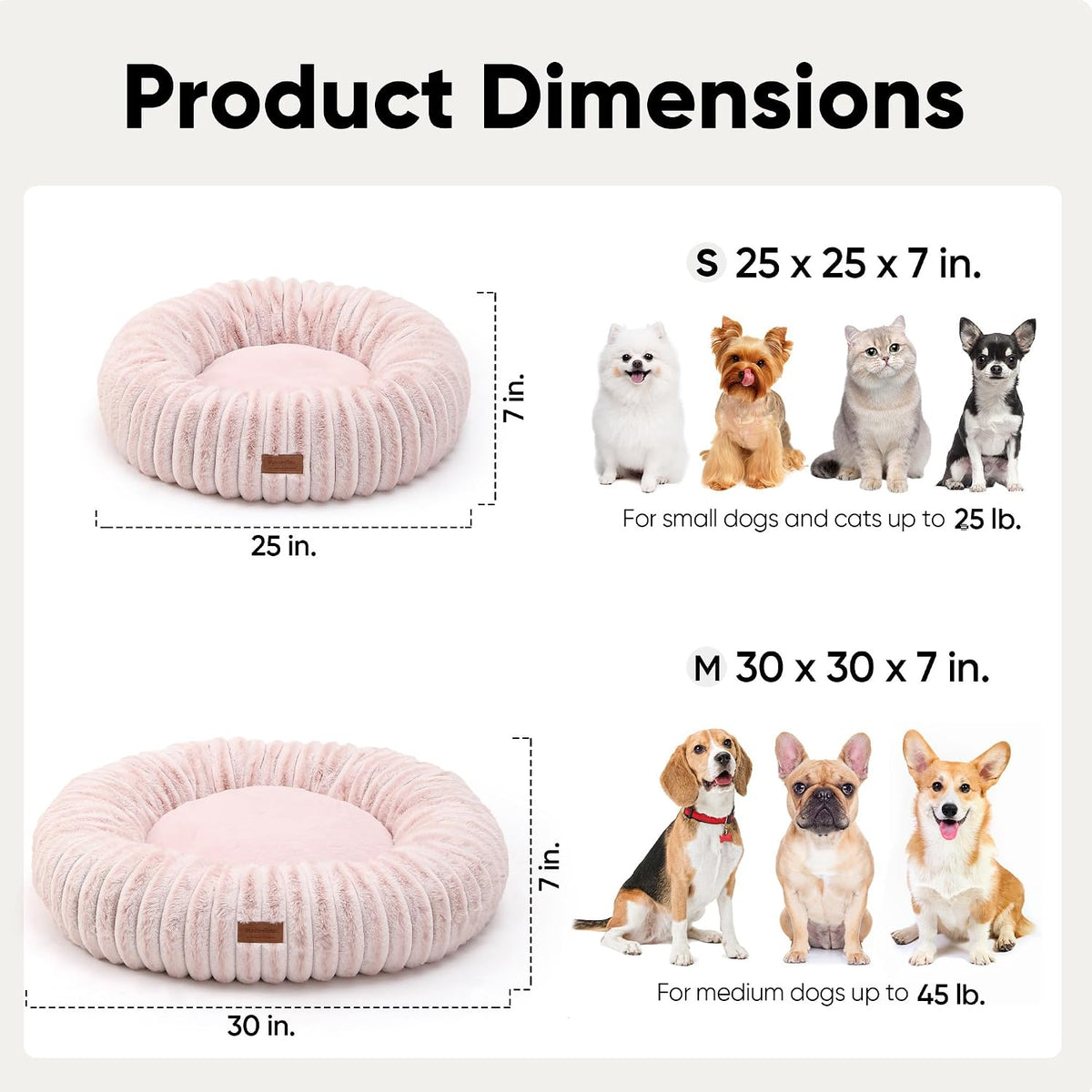 FUKUMARU Dog Bed, 30" Orthopedic Dog Beds for Medium Dogs, Donut Cat Beds