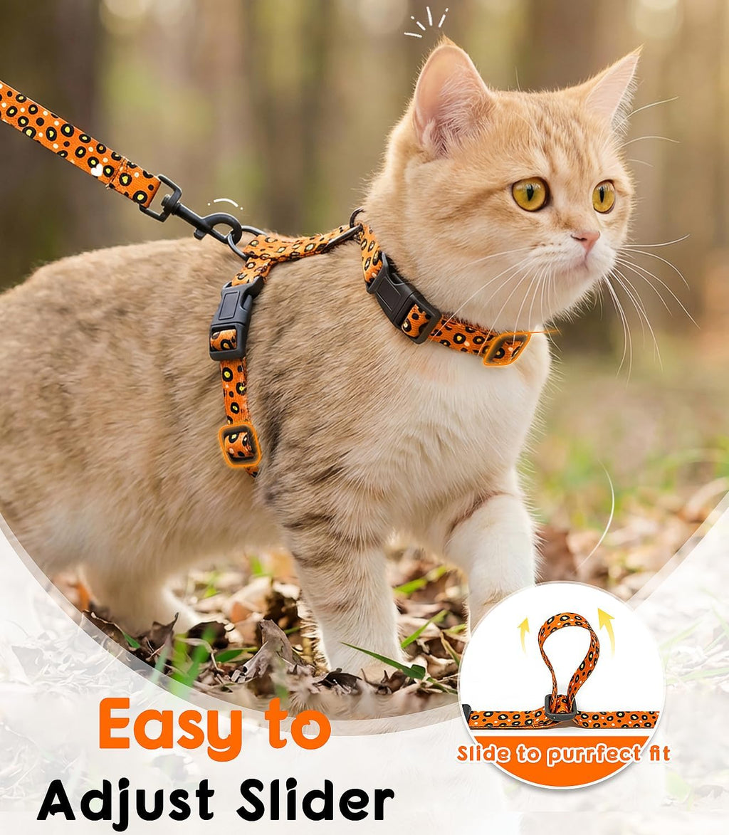 Halypet 2-Pack Cat Harness and Leash Set, Escape Proof 3-in-1 Adjustable Harness for Cats, Soft Lightweight, Easy On & Control for Walking, Travel & Outdoor Use, Small (Navy & Orange)