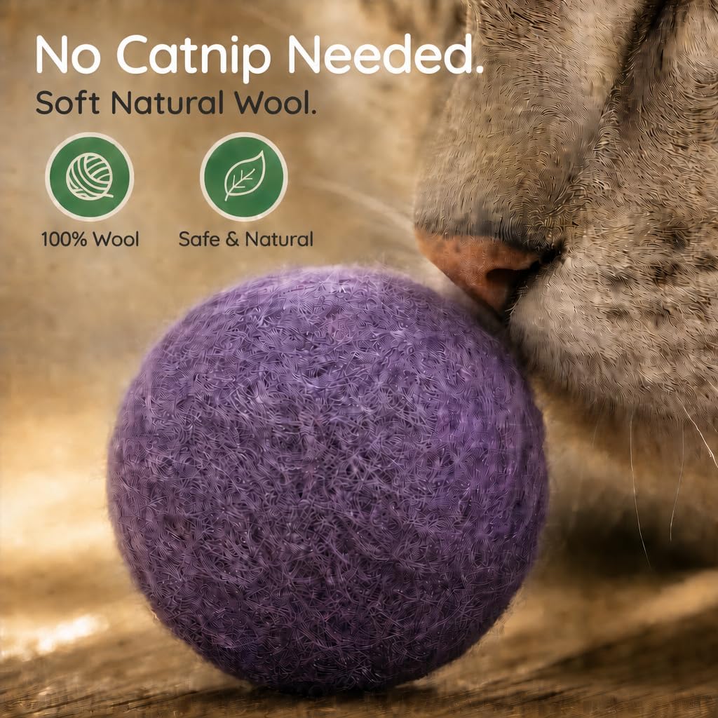 Wool Cat Toys, Purple, 6PCS