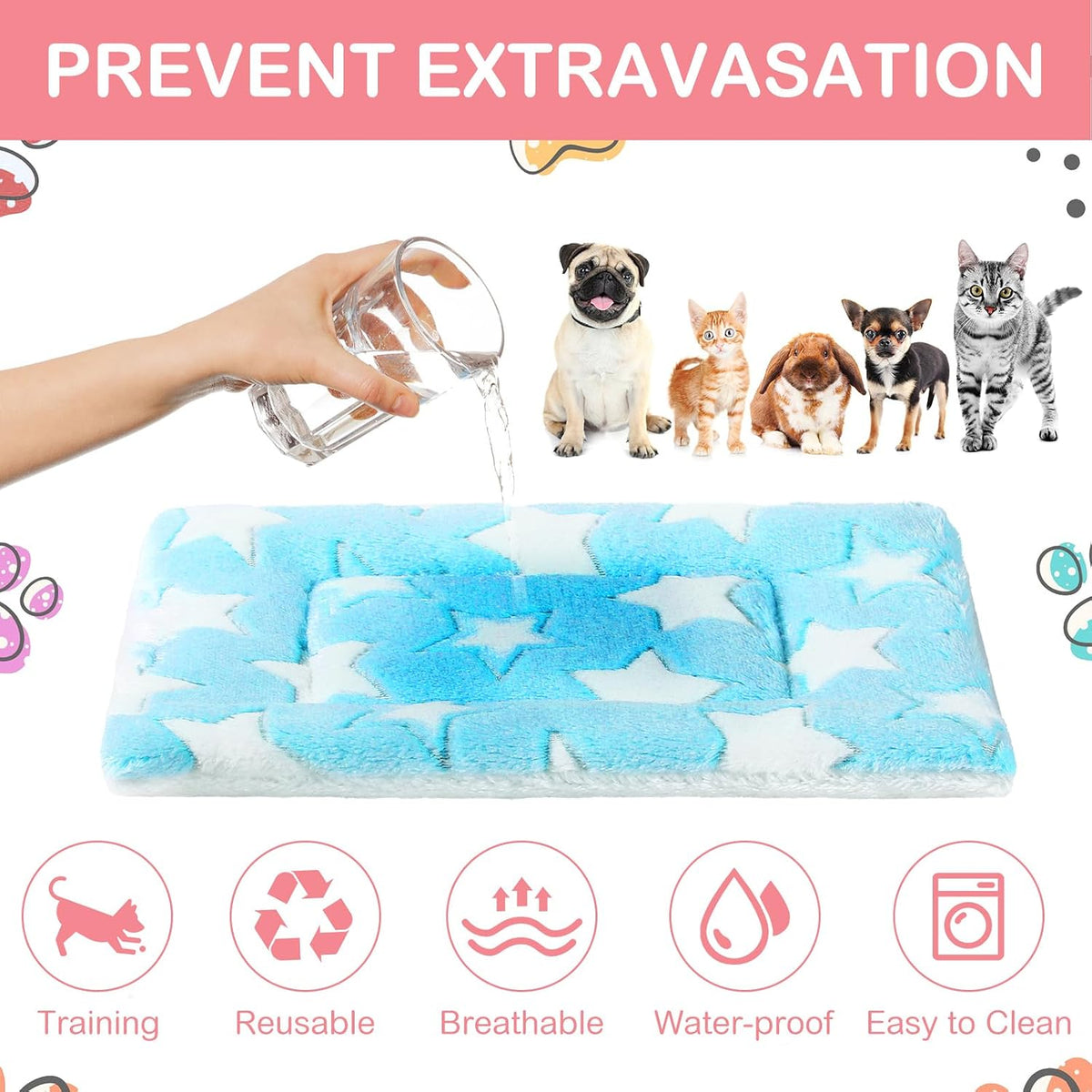 Haull 4 Pcs Waterproof Guinea Pig Bedding Mat, Cute Star, 13 x 18.5