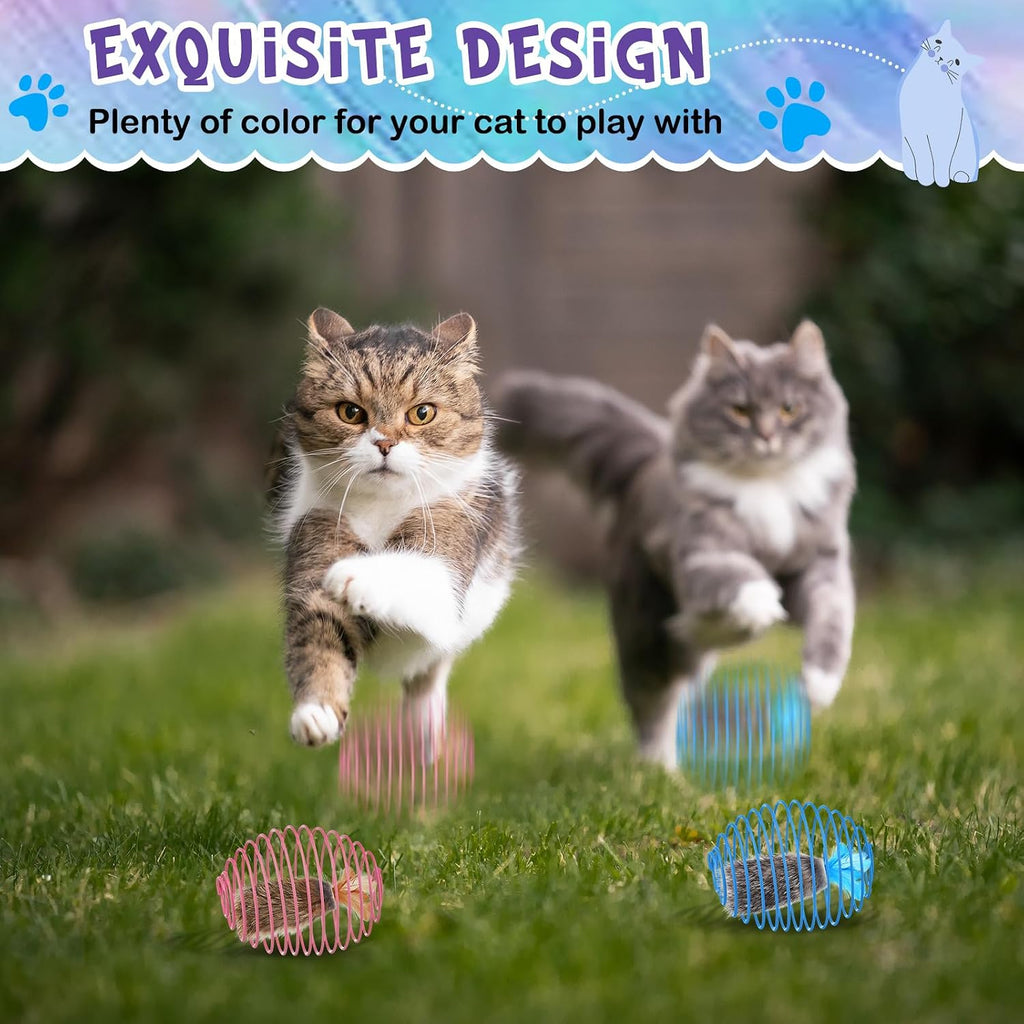 Jecery 5 Pcs Cat Toys Spring,Feathered Radish,Multicolor