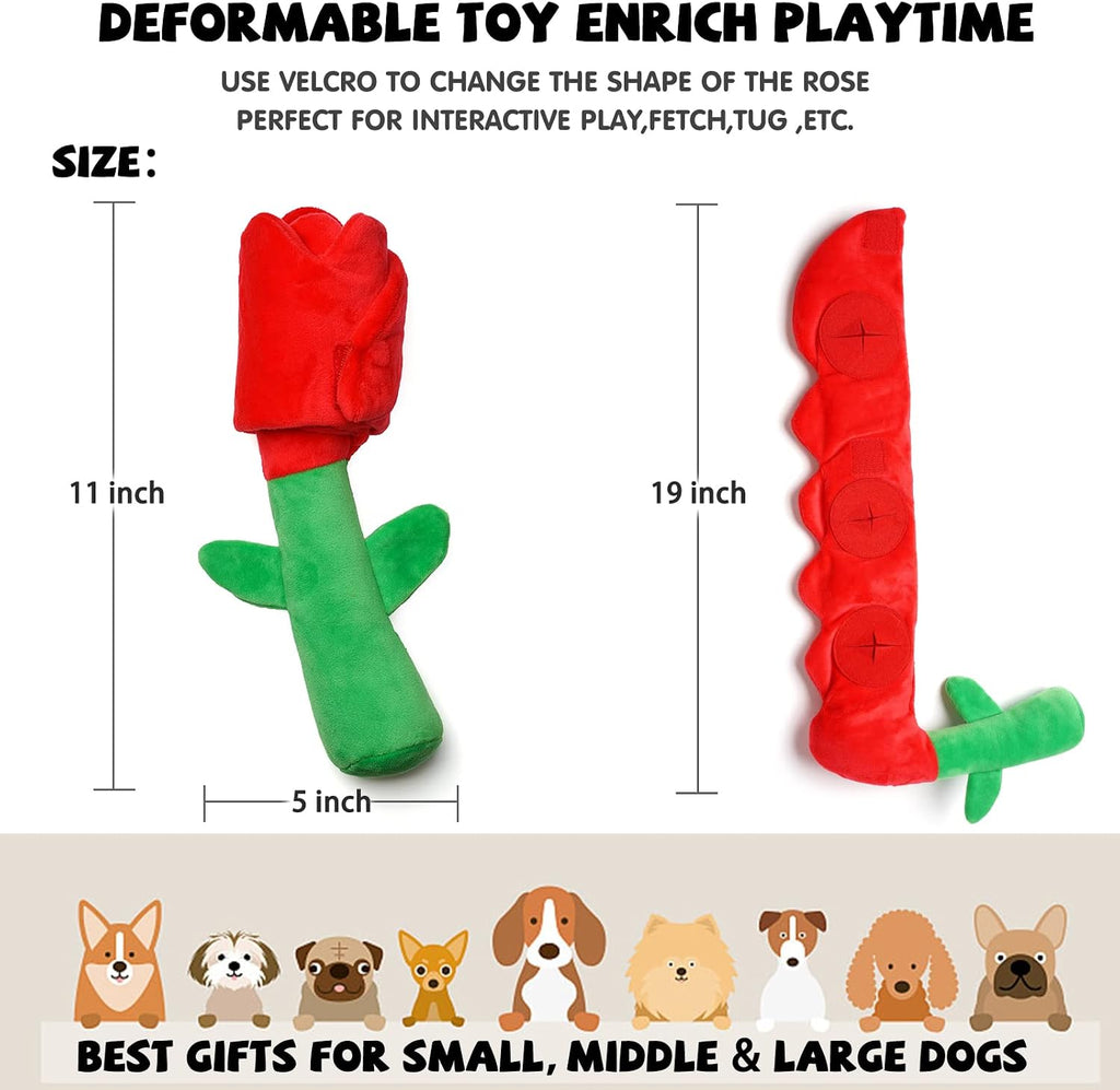 lilfrd Rose Valentines Day Dog Toy, Squeaky Crinkle Puzzle Gift for Dogs | Valentine Gift, Interactive Play, Suitable for Small Medium Large Dogs, Birthday Gift