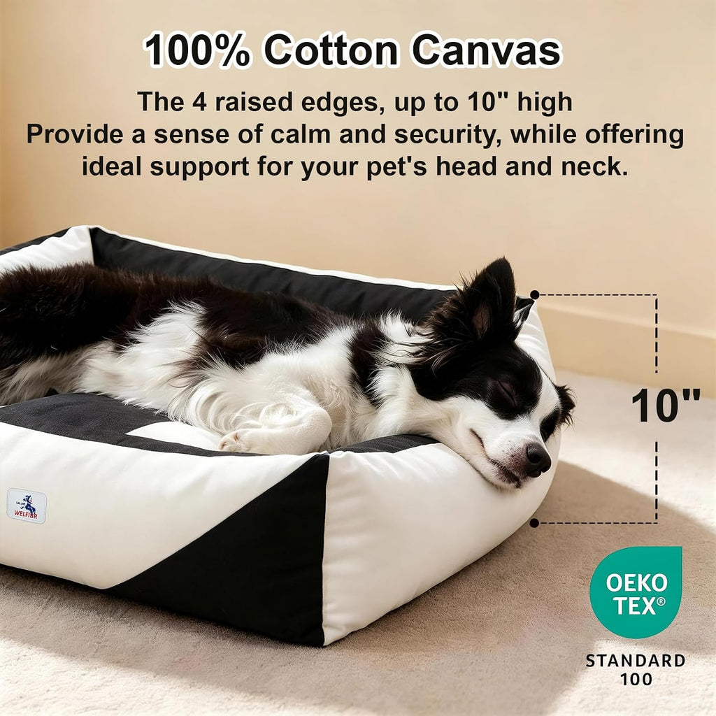 Cotton Canvas Dog Bed (290gsm Thick) 30"x25"x10" Durable Waterproof