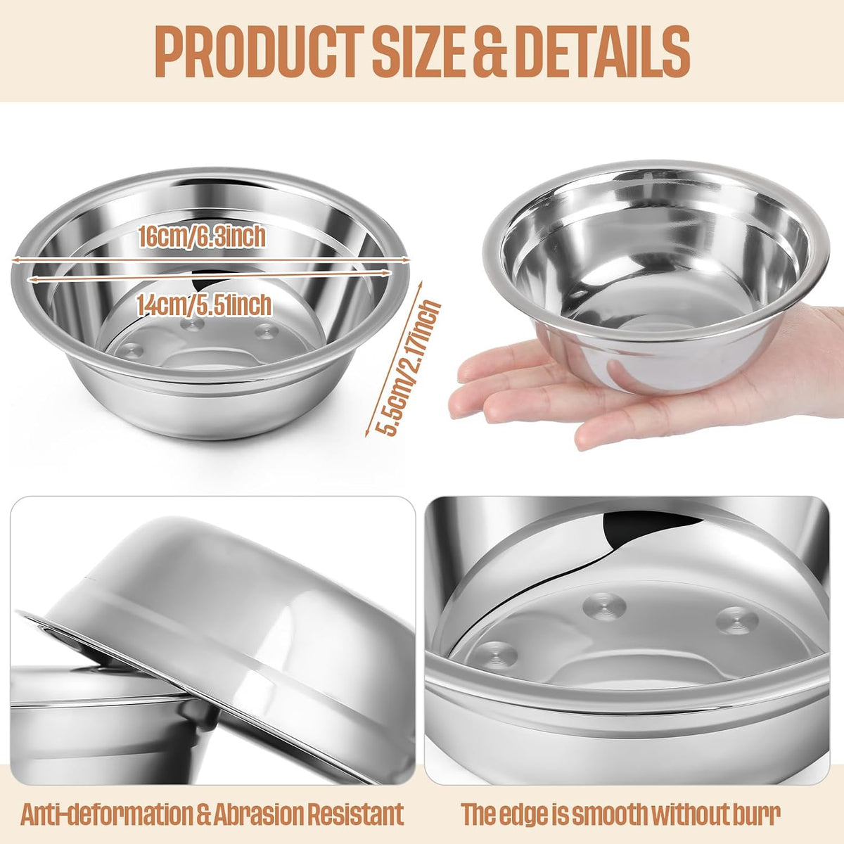 Zhehao 30 Pcs Stainless Steel Dog Bowls Bulk Metal Dog Food and Water Container Replacement Lightweight Pet Bowl for Cage Kennel and Crate(16 oz)
