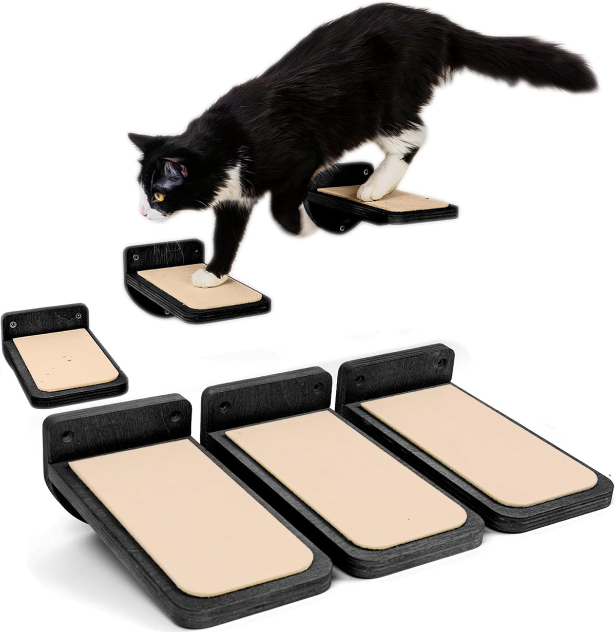 INICIO Cat Wall Steps, Set of 3, Black