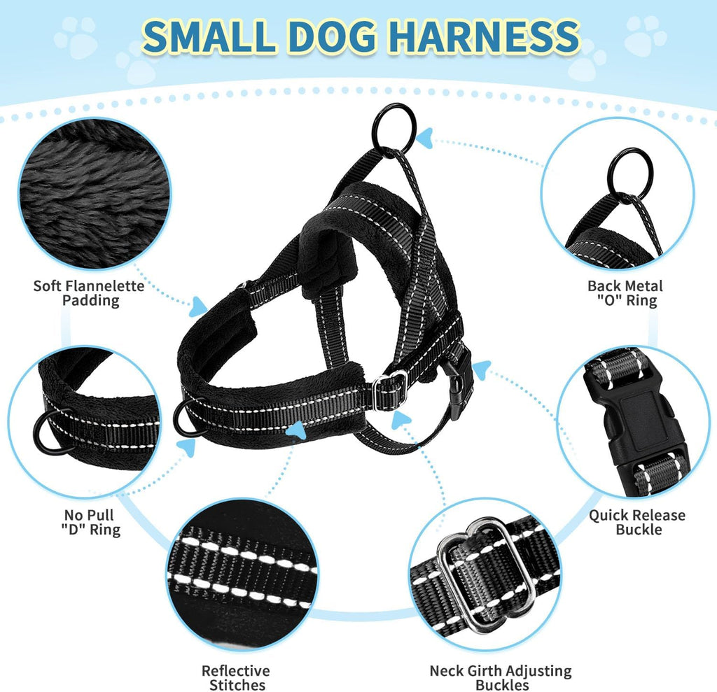 SlowTon No Pull Small Dog Harness and Leash Set with Front Clip