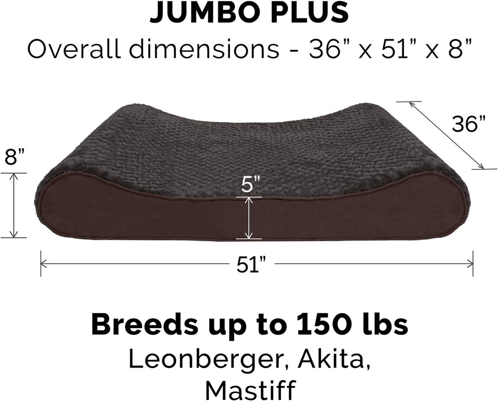 Furhaven Replacement Dog Bed Cover Ultra Plush Faux Fur & Suede Contour Luxe Lounger, Machine Washable - Chocolate, Jumbo Plus (XX-Large)