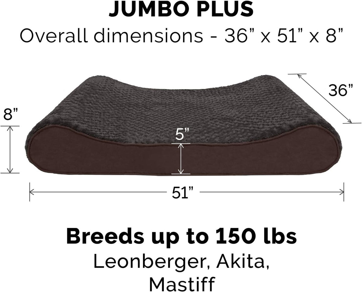 Furhaven Replacement Dog Bed Cover Ultra Plush Faux Fur & Suede Contour Luxe Lounger, Machine Washable - Chocolate, Jumbo Plus (XX-Large)